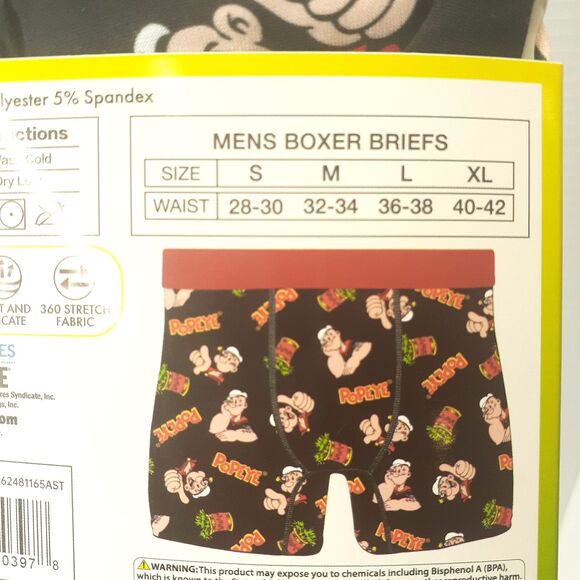 POPEYE Novelty Boxer Briefs Mens Sz L 36-38 Including 1 Pair of POPEYE Socks NWT - Picture 3 of 5